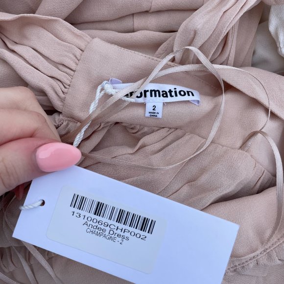 Reformation Andee Maxi Length Dress Champagne Halter Neckline Bow Tie Open Back - Picture 5 of 14
